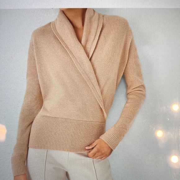 Wrap Cashmere Sweater, size-Large, color-red, light brick 🧱, - Picture 10 of 15